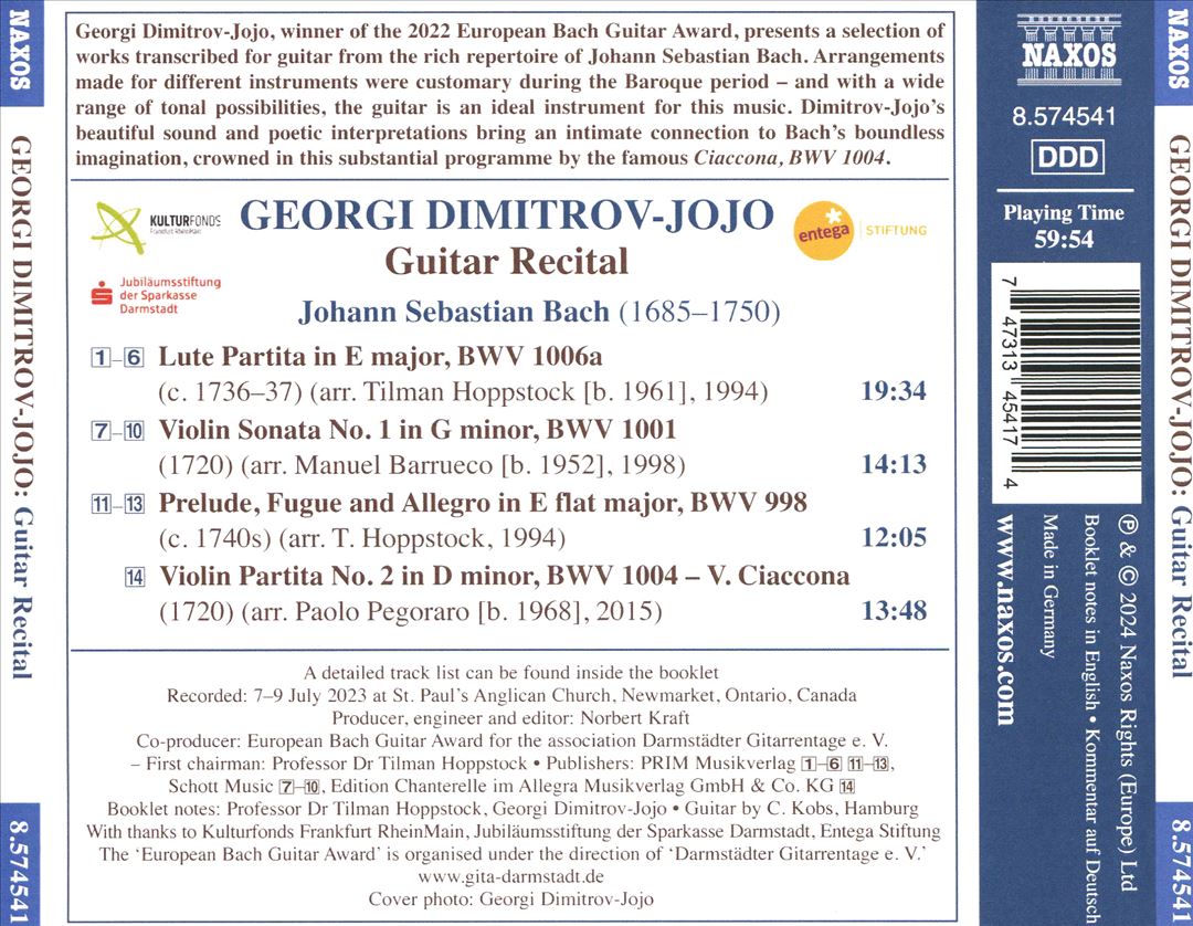 Winner 2022 European Bach Guitar Award: Georgi Dimitrov-Jojo cover art