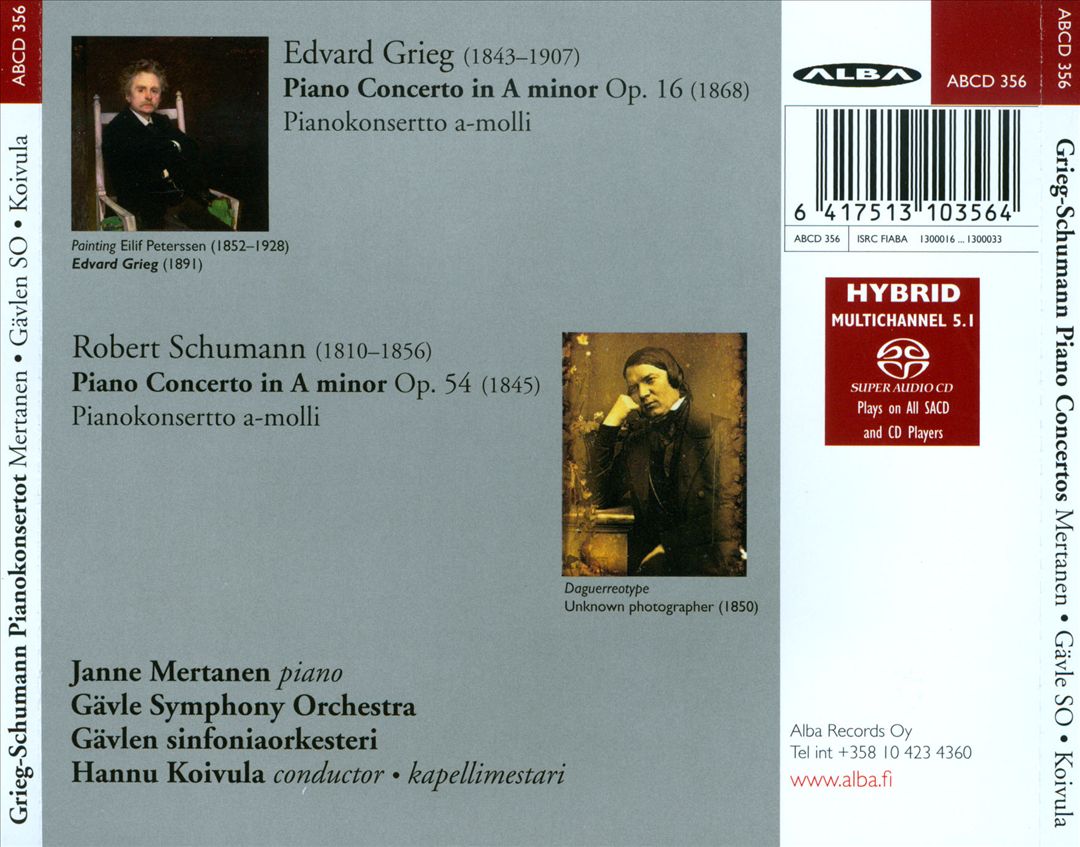 Grieg, Schumann: Piano Concertos cover art