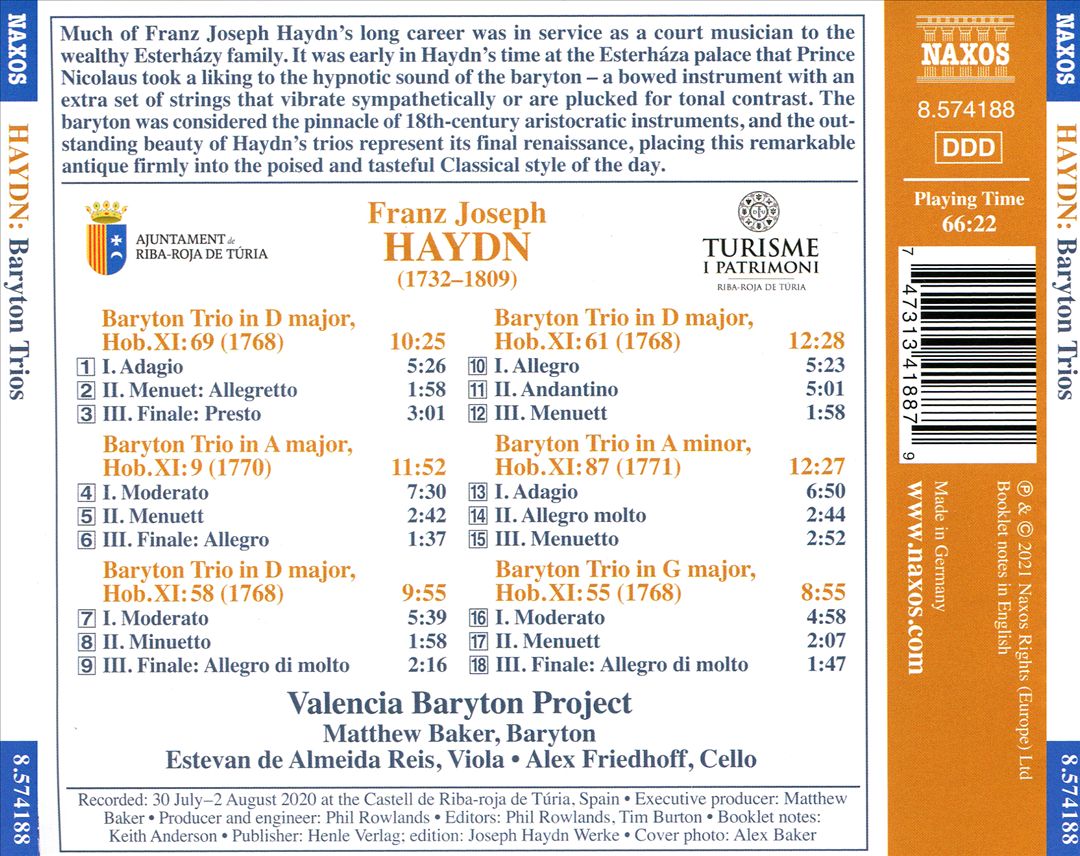 Haydn: Baryton Trios - Treasures from the Esterháza Palace cover art