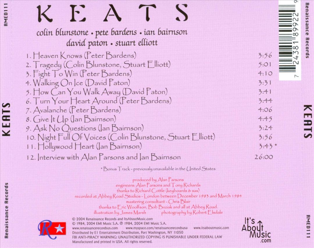 Keats cover art