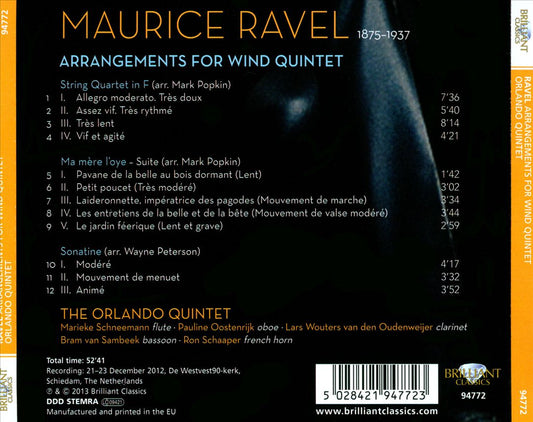 Ravel: String Quartet; Ma Mère l'Oye; Sonatine cover art