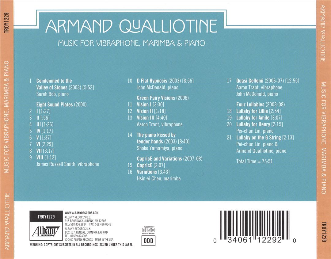Armand Qualliotine: Music for Vibraphone, Marimba & Piano cover art