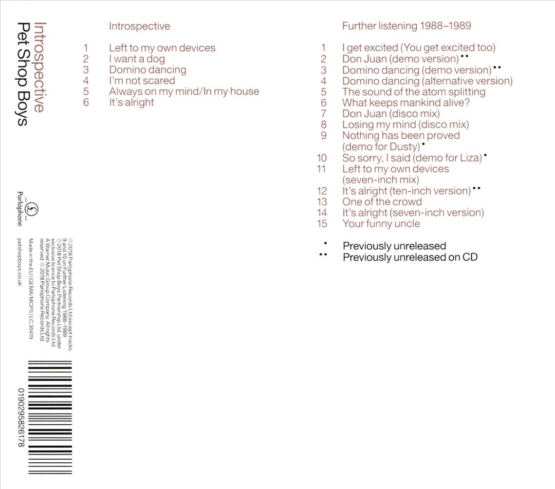 Introspective: Further Listening 1988-1989 cover art