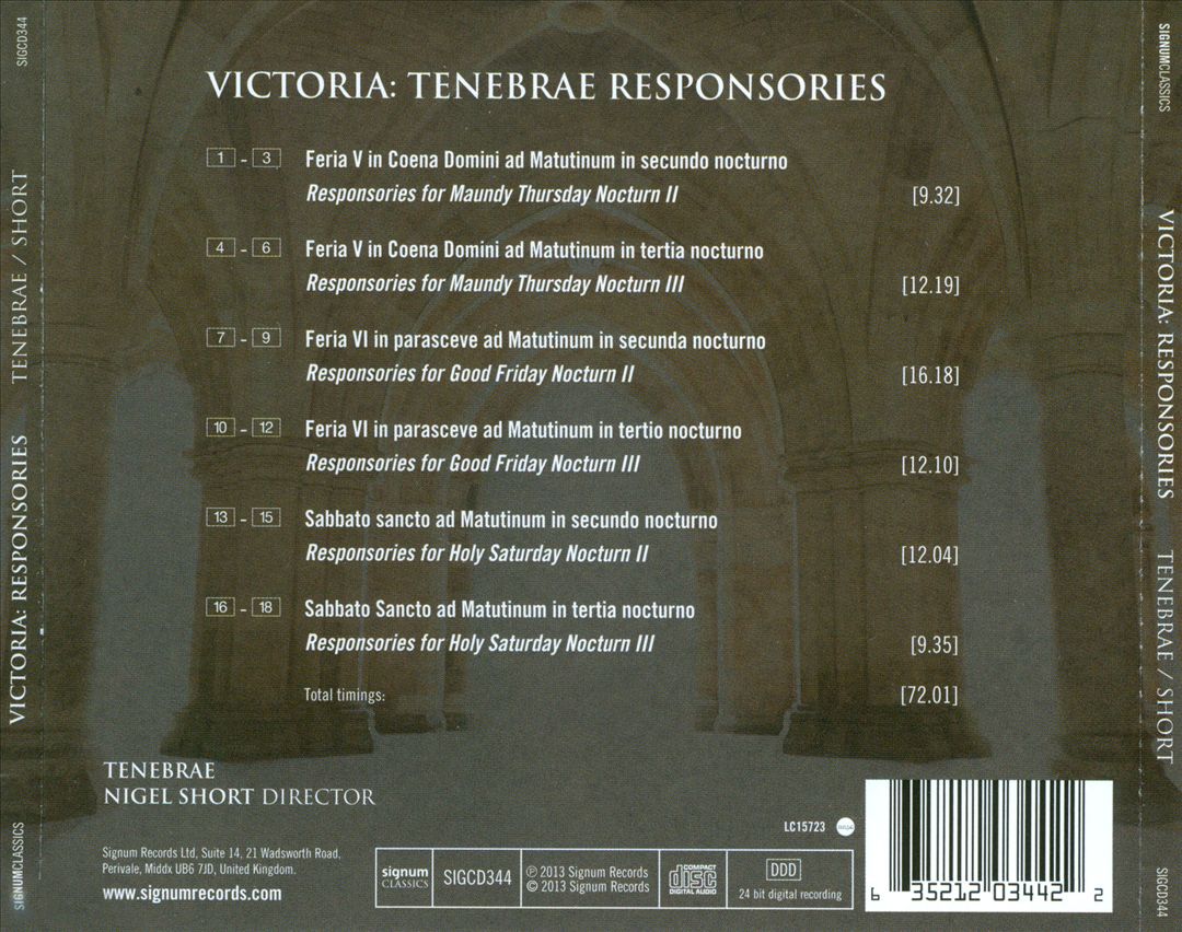 Tomás Luis de Victoria: Tenebrae Responsories cover art