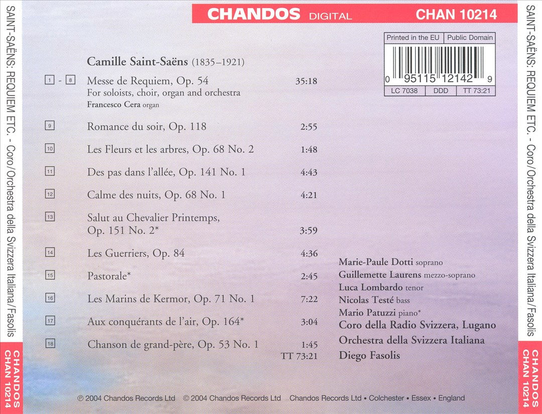 Saint-Saëns: Messe de Requiem; Partsongs cover art