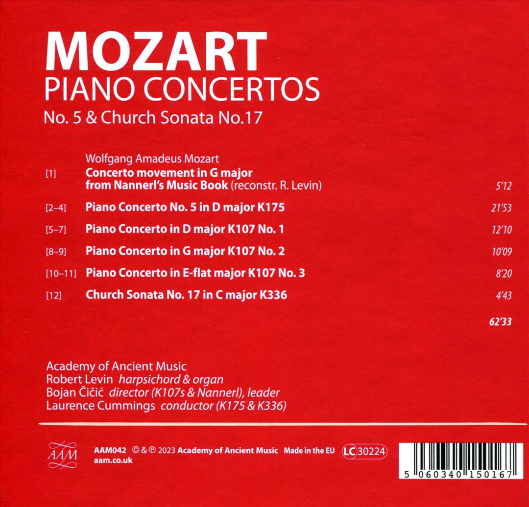 Mozart: Piano Concertos K107s, K175, K336 cover art