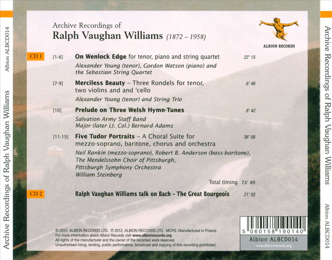 Albion Archive Recordings of Ralph Vaughan Williams cover art