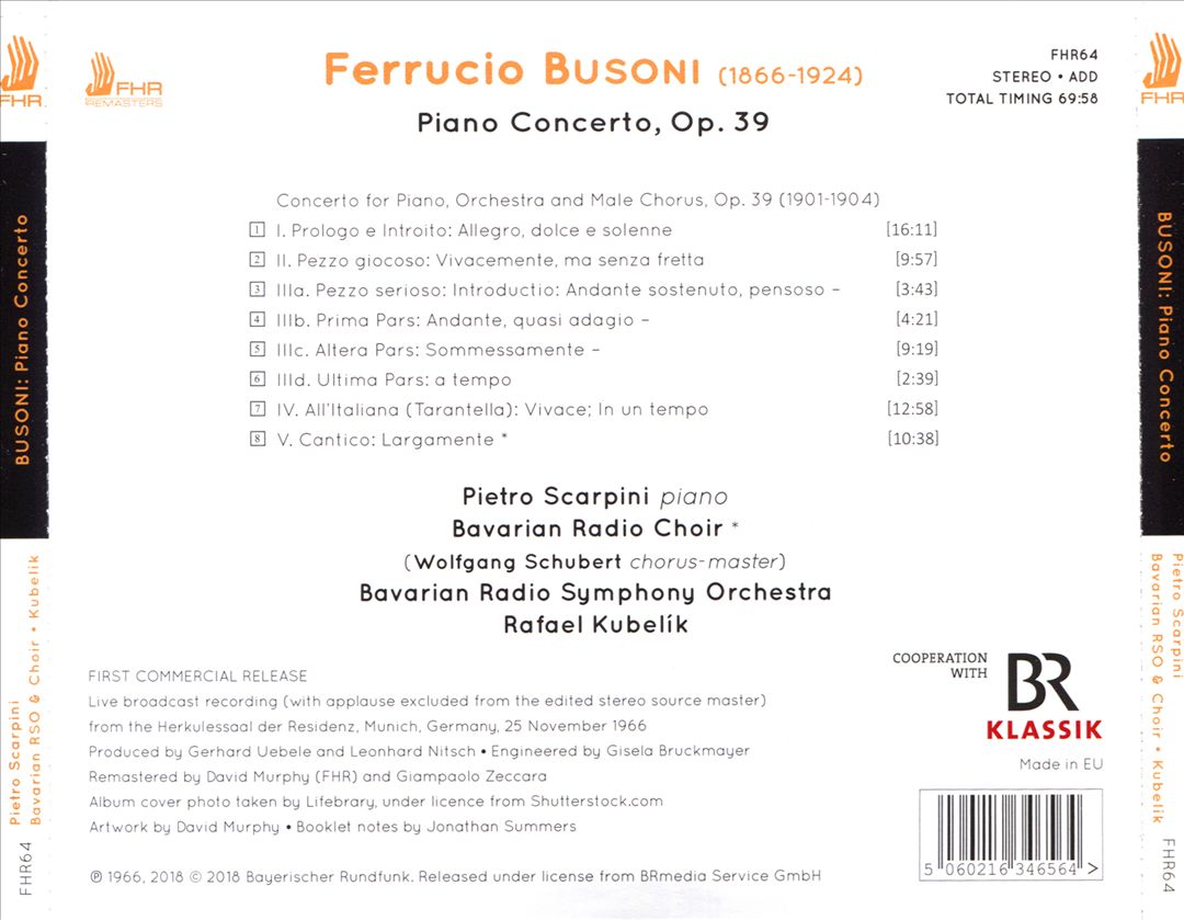 Busoni: Piano Concerto, Op. 39 cover art