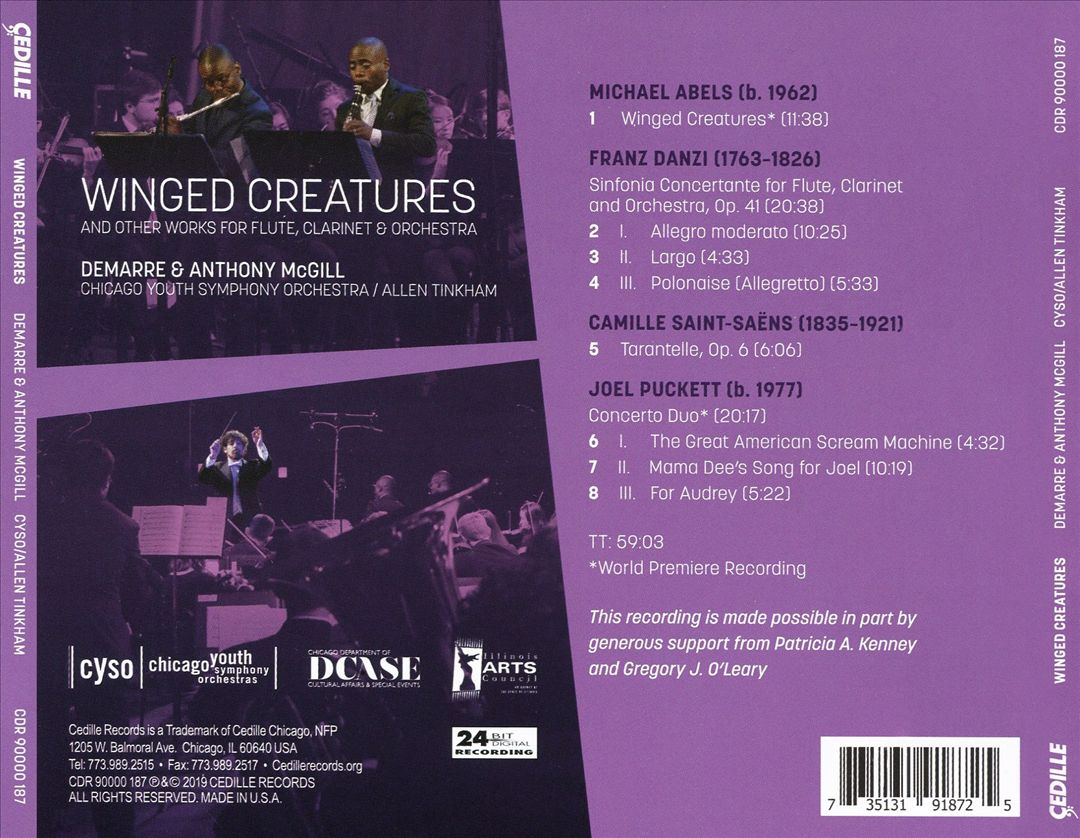 Winged Creatures and Other works for Flute, Clarinet & Orchestra cover art