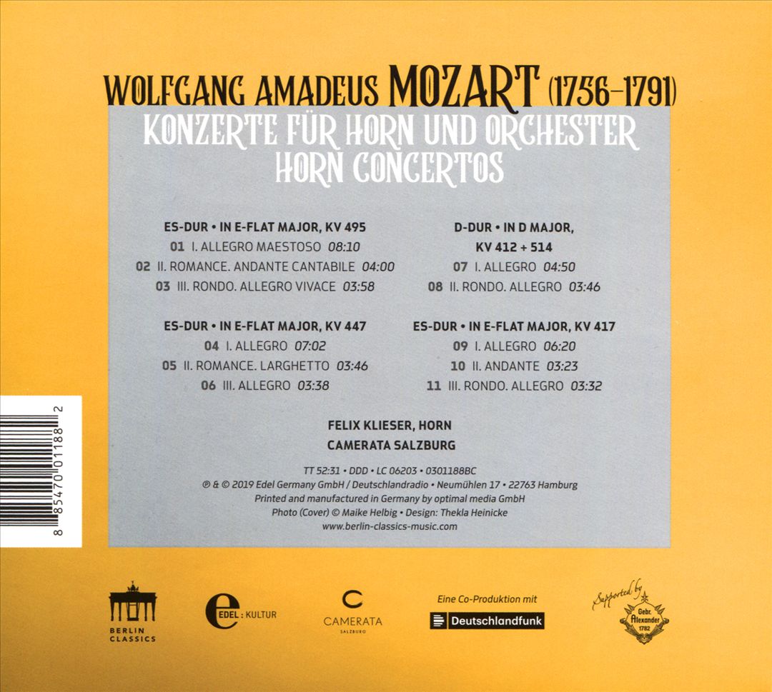 Mozart: Horn Concertos 1-4 cover art