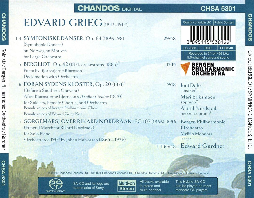 Grieg: Symphonic Dances; Before a Southern Convent; etc. cover art