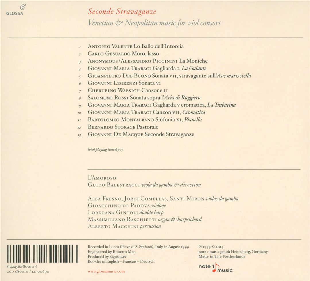 Seconde Stravaganze: Venetian & Neapolitan music for viol consort cover art
