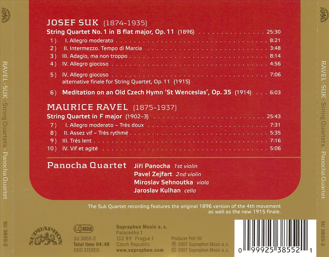 Ravel, Suk: String Quartets cover art