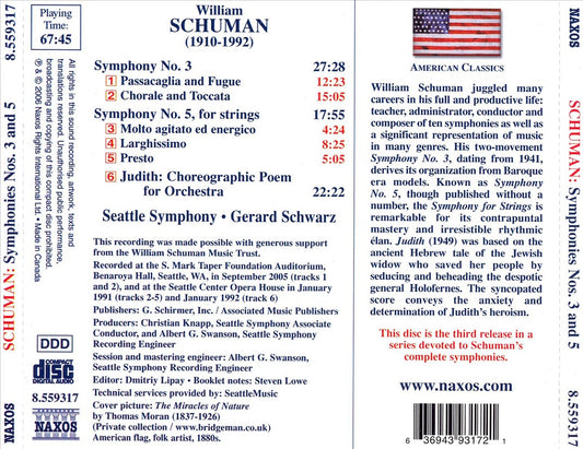 William Schuman: Symphonies Nos. 3 & 5 cover art