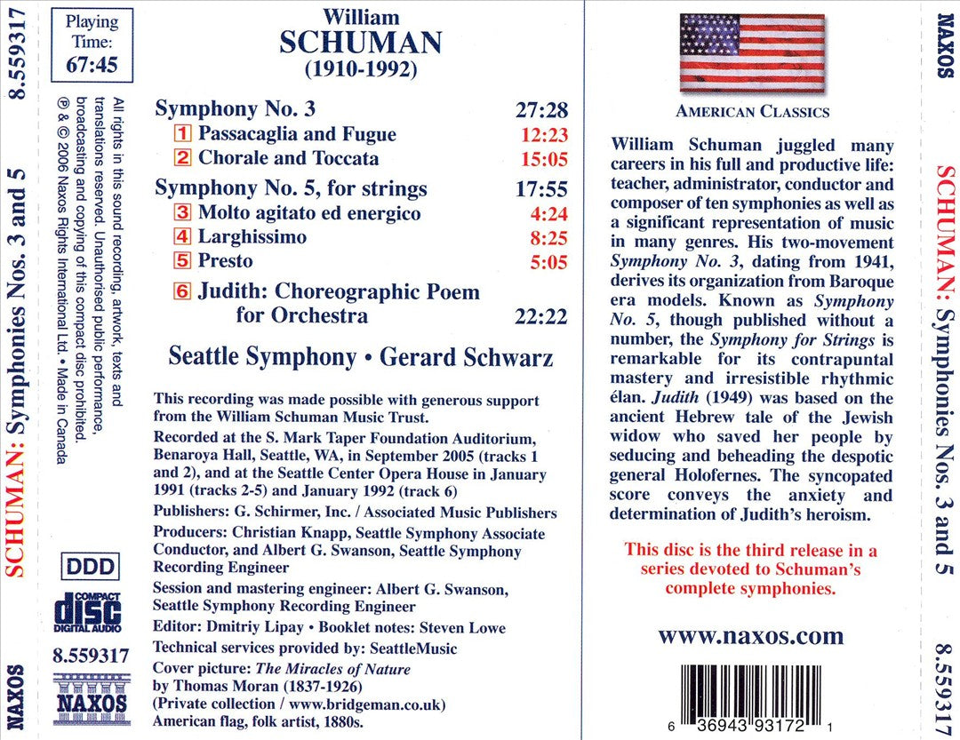 William Schuman: Symphonies Nos. 3 & 5 cover art