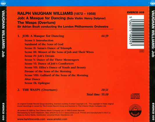 Ralph Vaughan Williams: Job "A Masque for Dancing" cover art