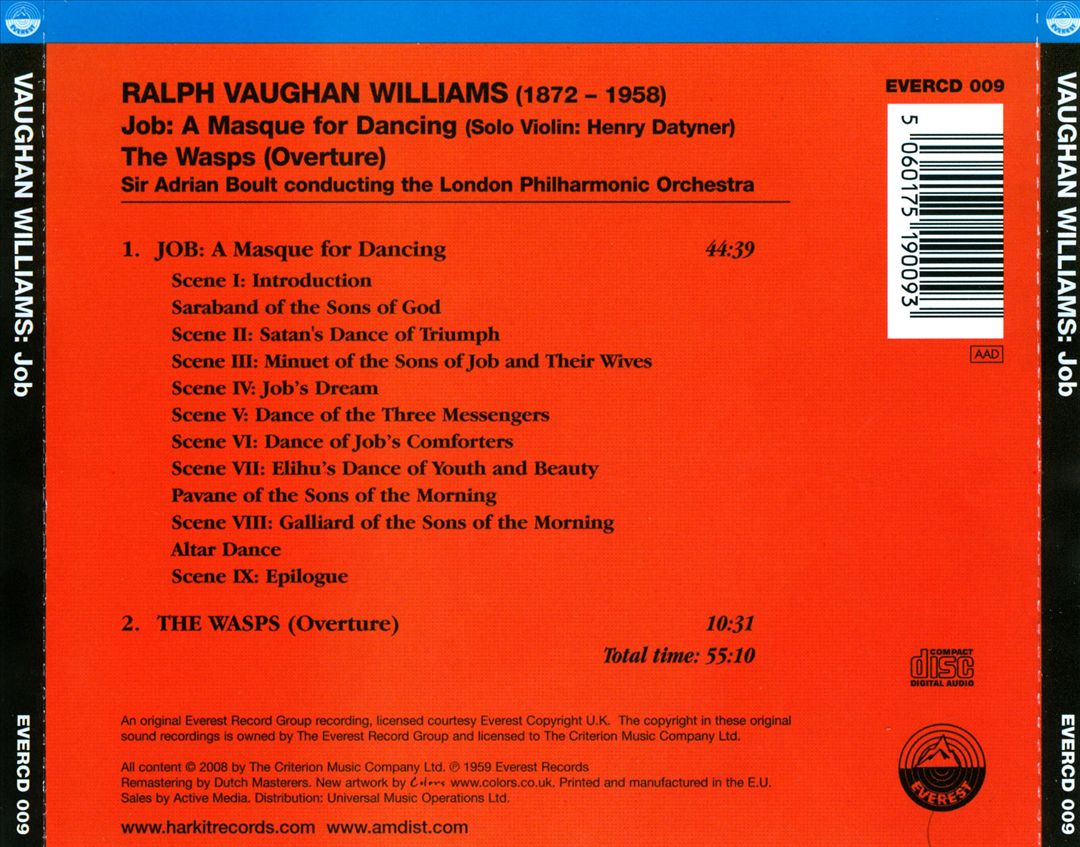 Ralph Vaughan Williams: Job "A Masque for Dancing" cover art