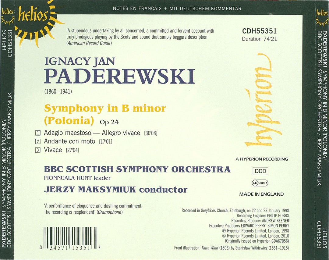 Ignacy Jan Paderewski: Symphony in B minor "Polonia" cover art