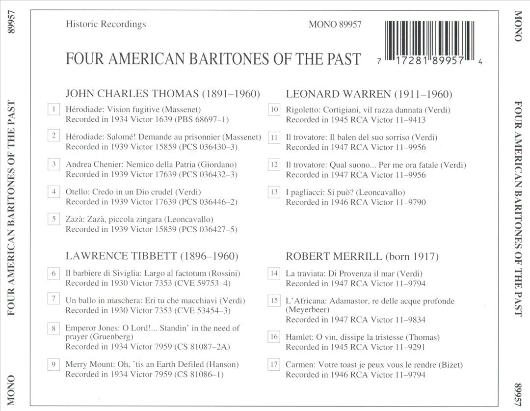 Four American Baritones of the Past cover art