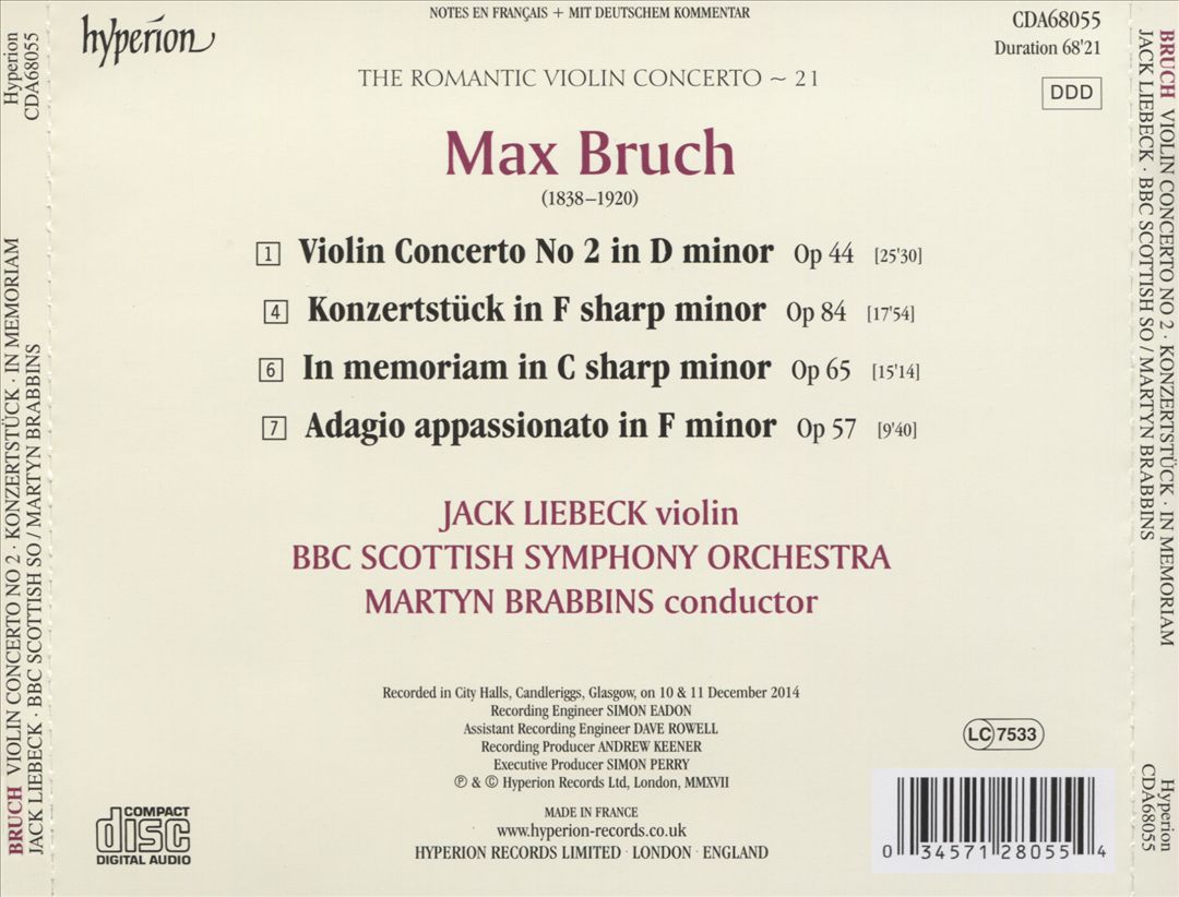 Romantic Violin Concerto, Vol. 21: Bruch cover art
