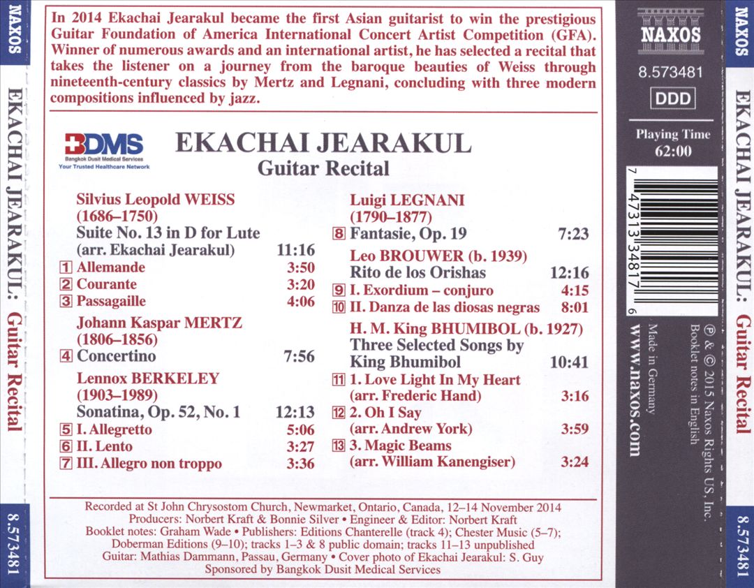 Ekachai Jearakul: 2014 Winner Guitar Foundation of American (GFA) Competition cover art