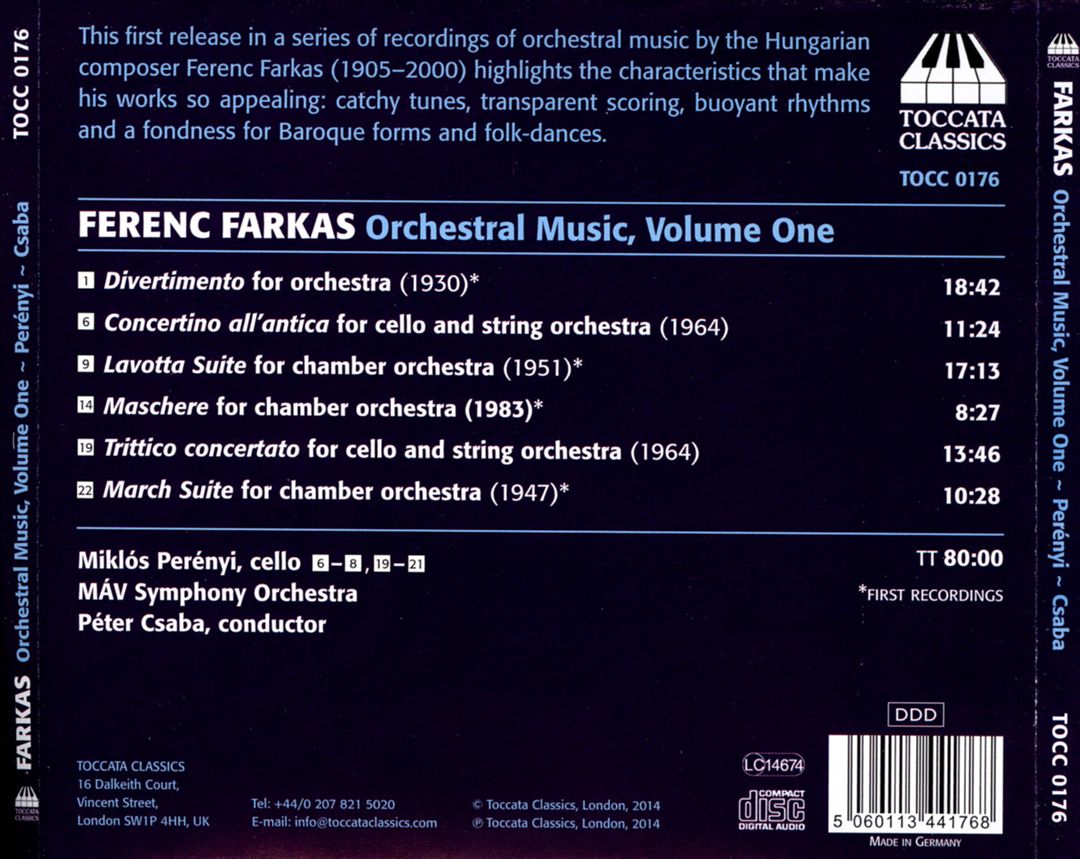Farkas: Music for Chamber Orchestra cover art