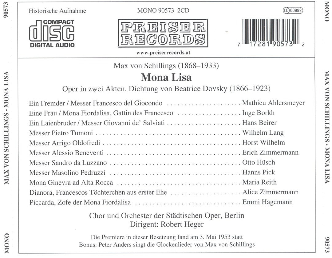 Max von Schilings: Mona Lisa cover art