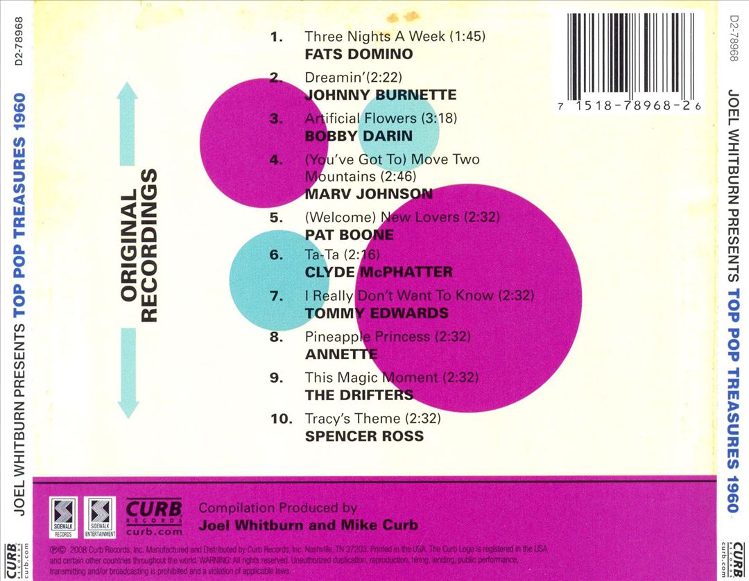 Joel Whitburn Presents: Top Pop Treasures 1960 cover art
