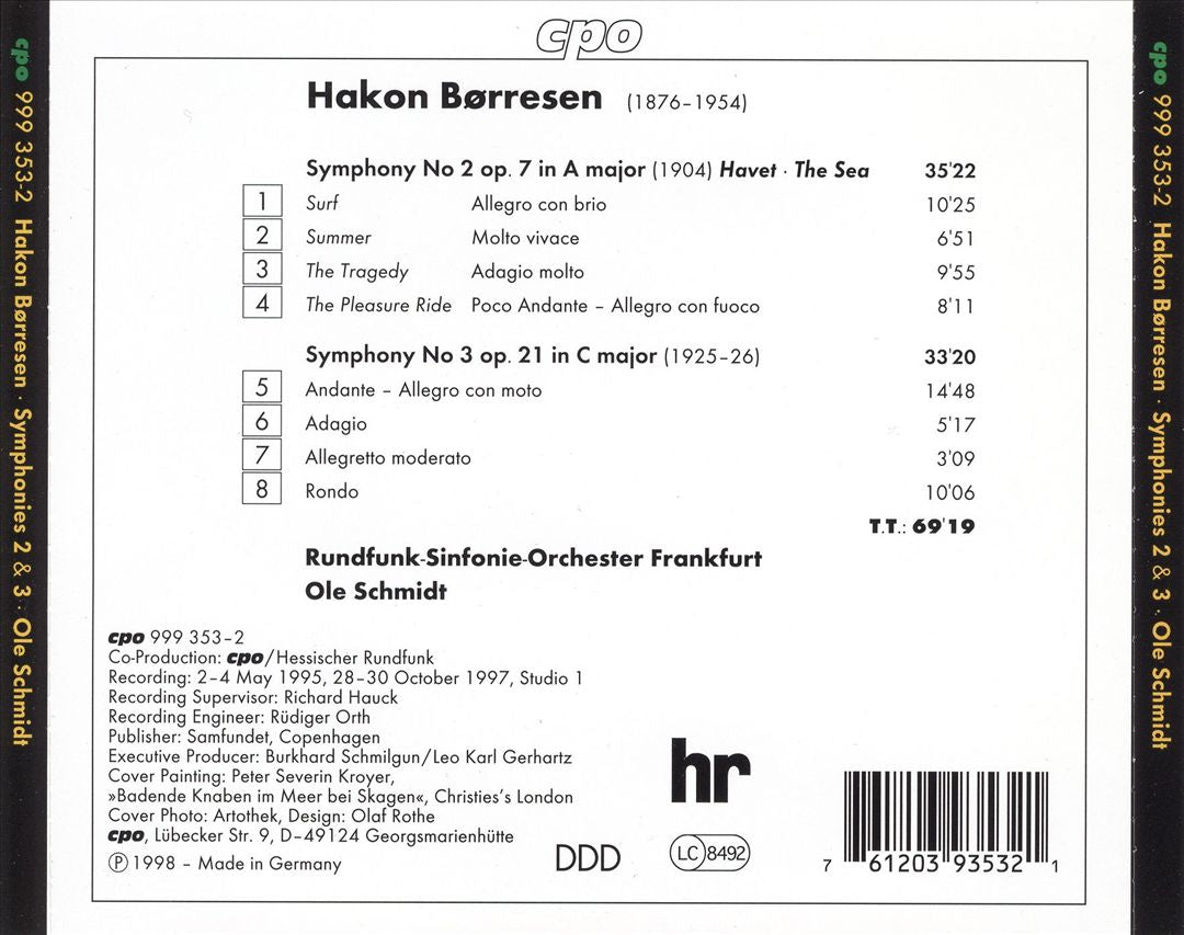 Hakon Børreson: Symphonies Nos. 2 & 3 cover art