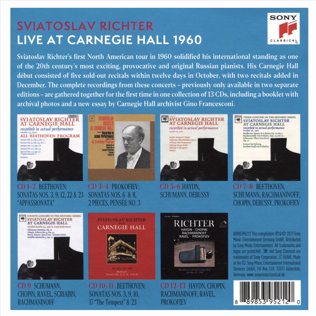 Sviatoslav Richter: Live at Carnegie Hall 1960 cover art