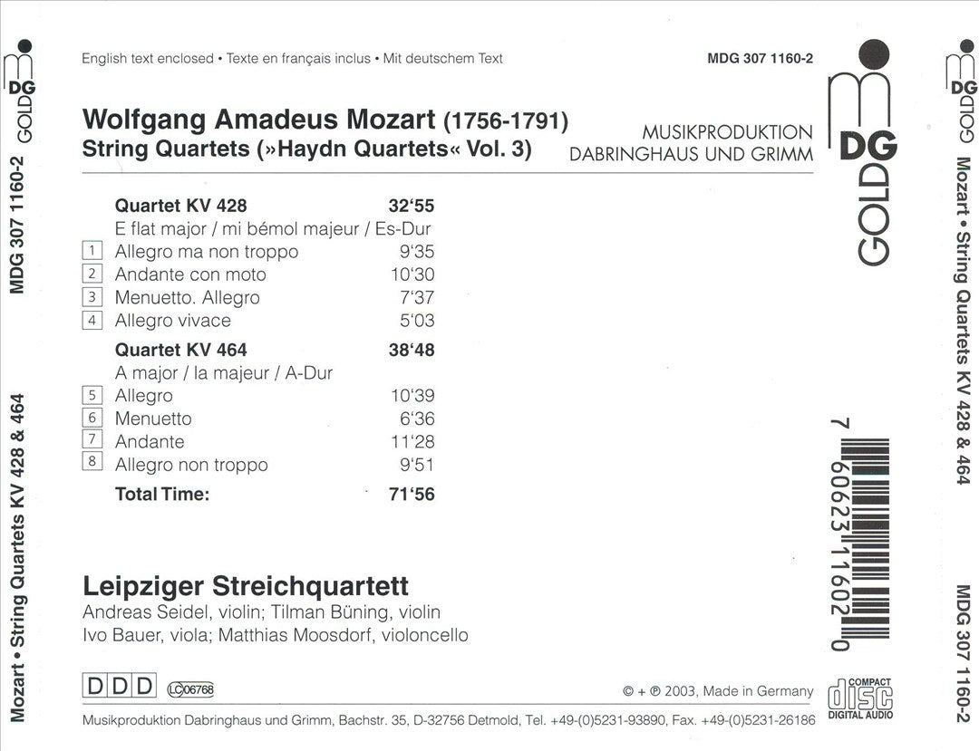 Mozart: String Quartets KV 428 & KV 464 cover art