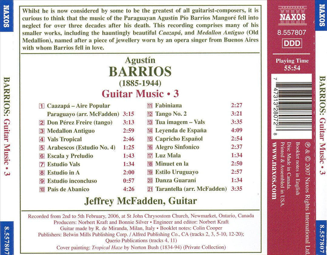 Agustín Barrios: Guitar Music 3 cover art