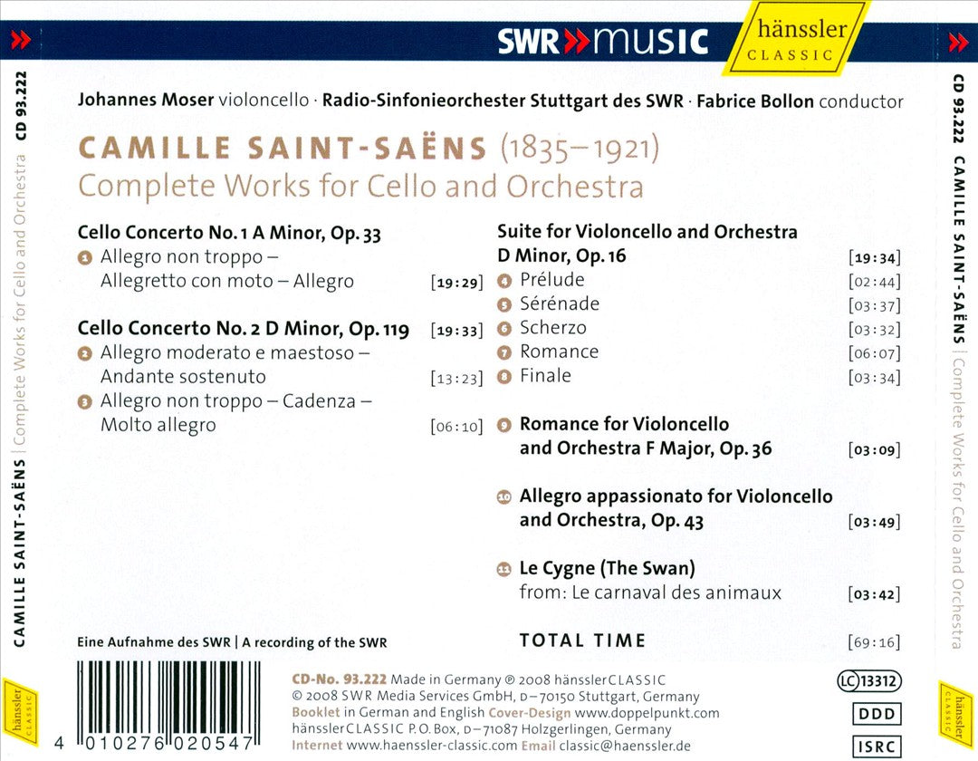Saint-Saëns: Complete Works for Cello & Orchestra cover art