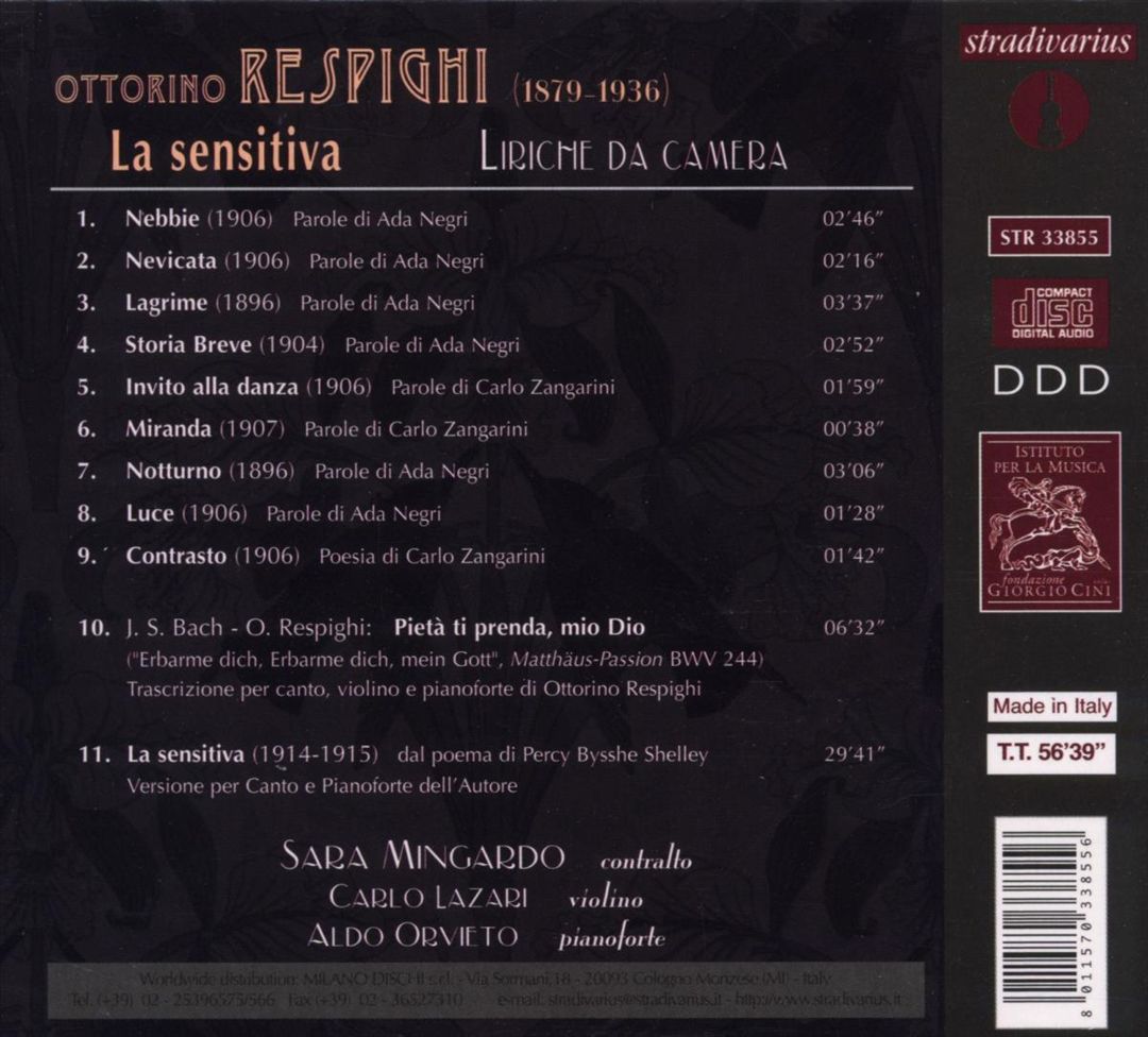 Ottorino Respighi: La Sensitiva cover art