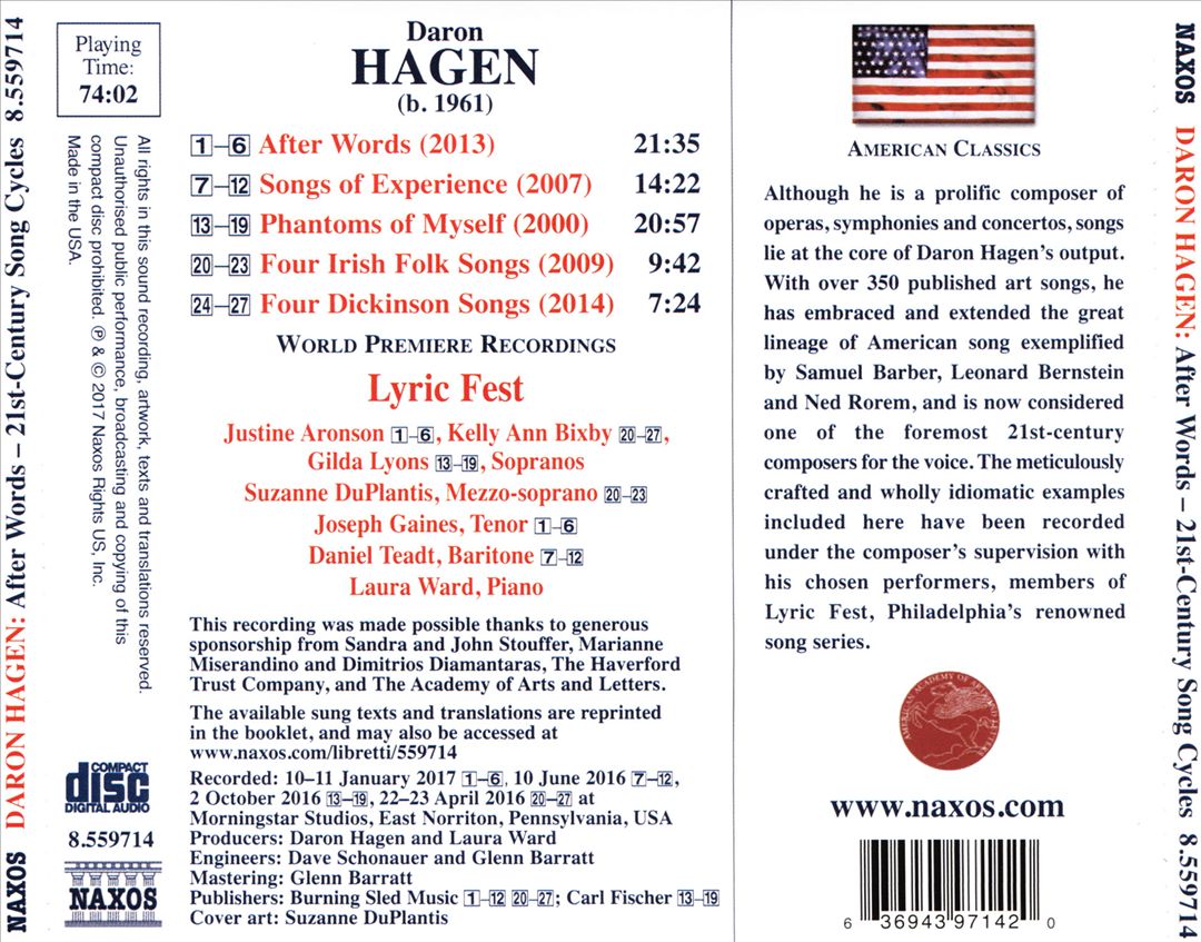 Daron Hagen: 21st Century Song Cycles cover art
