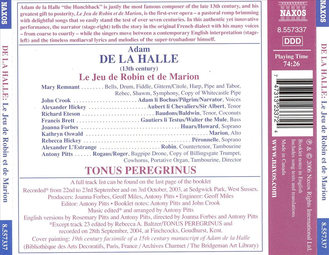 Adam de la Halle: Le Jeu de Robin et de Marion cover art
