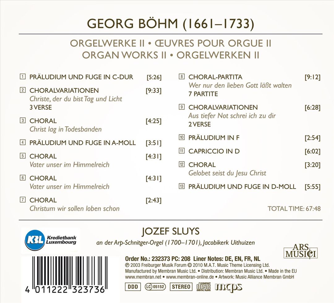 Georg Böhm: Organ Works, Vol. 2 cover art