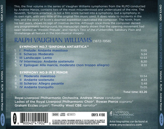 Vaughan Williams: Symphony No. 7 "Antartica"; Symphony No. 9 in E minor cover art