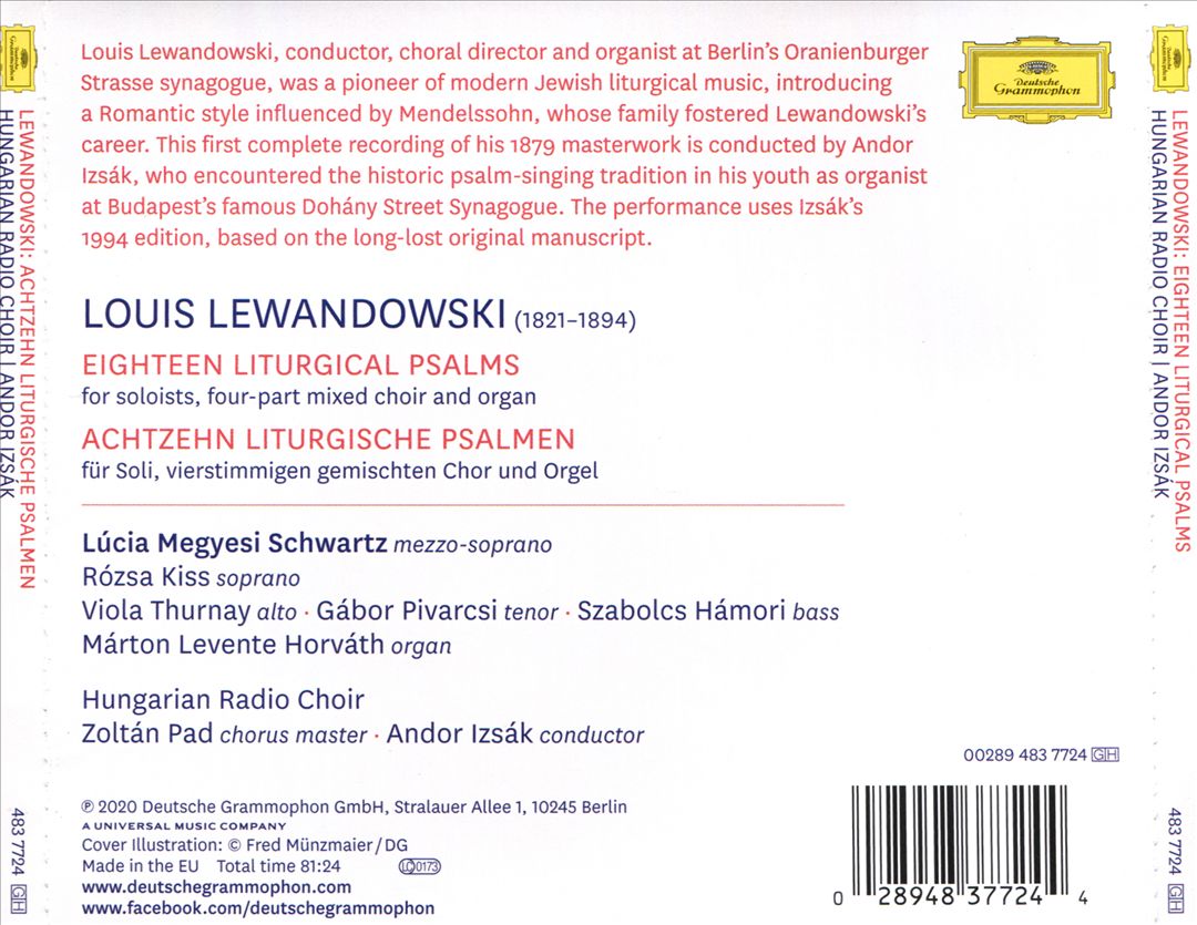 Louis Lewandowski: Eighteen Liturgical Psalms cover art