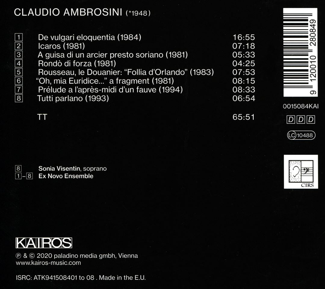 Claudio Ambrosini: Chamber Music cover art