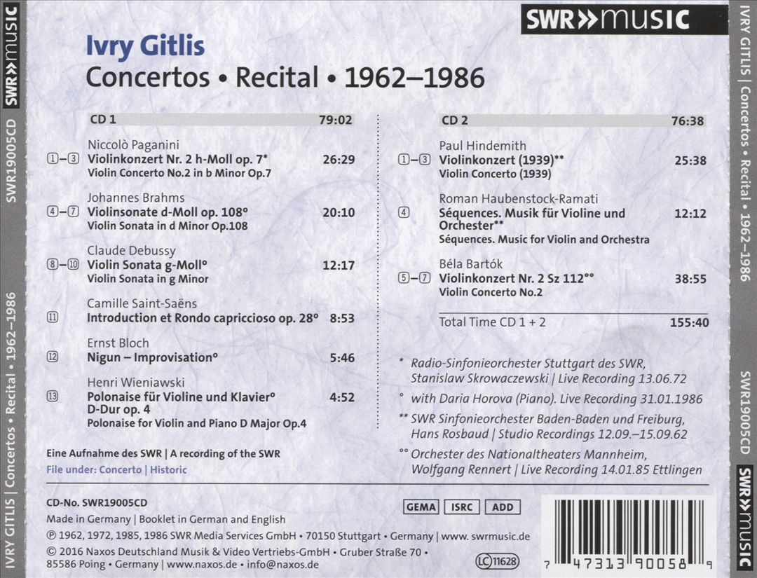 Violin Concertos, Recitals cover art