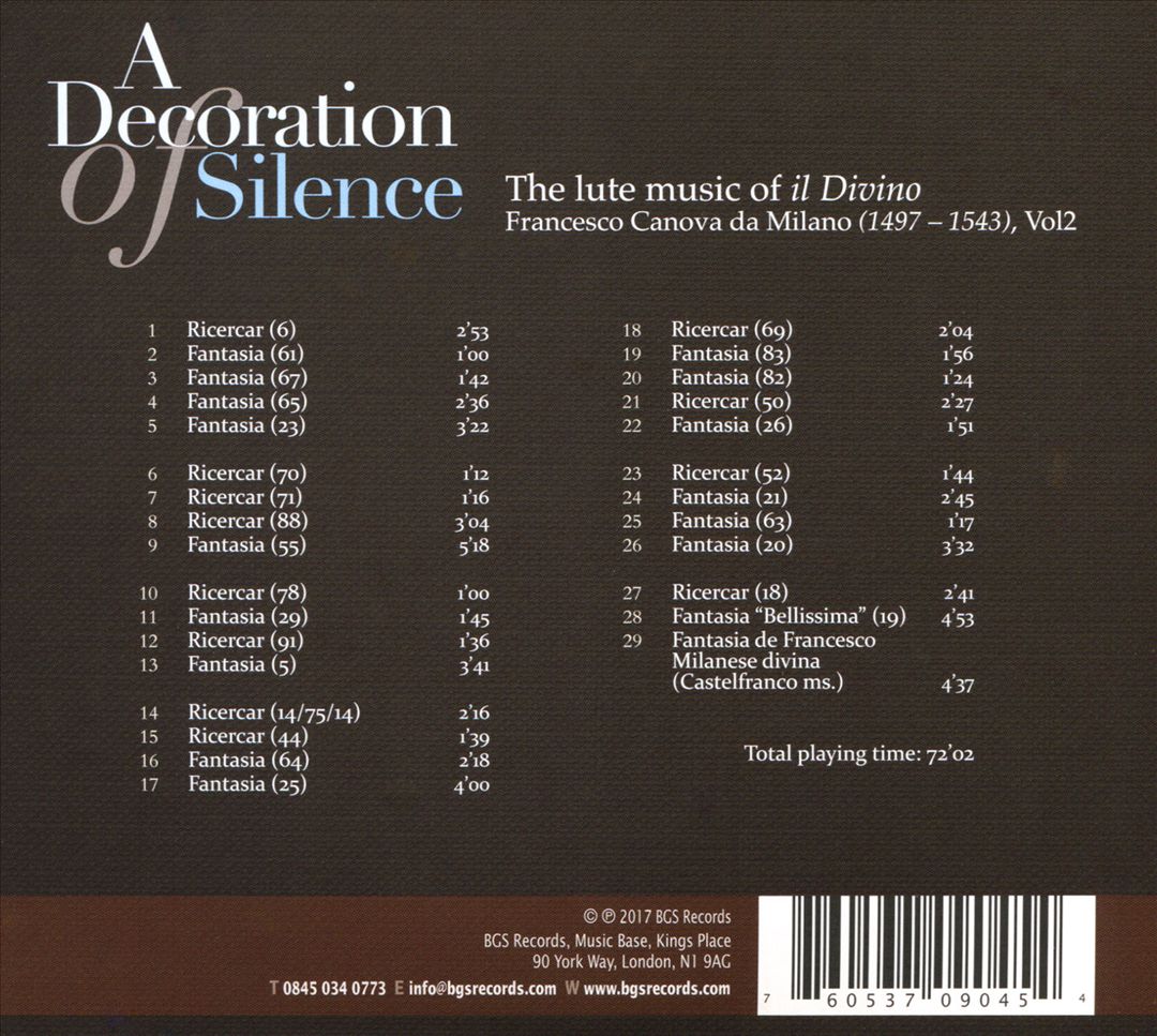 Decoration of Silence: The Lute Music of il Divino, Vol. 2 cover art