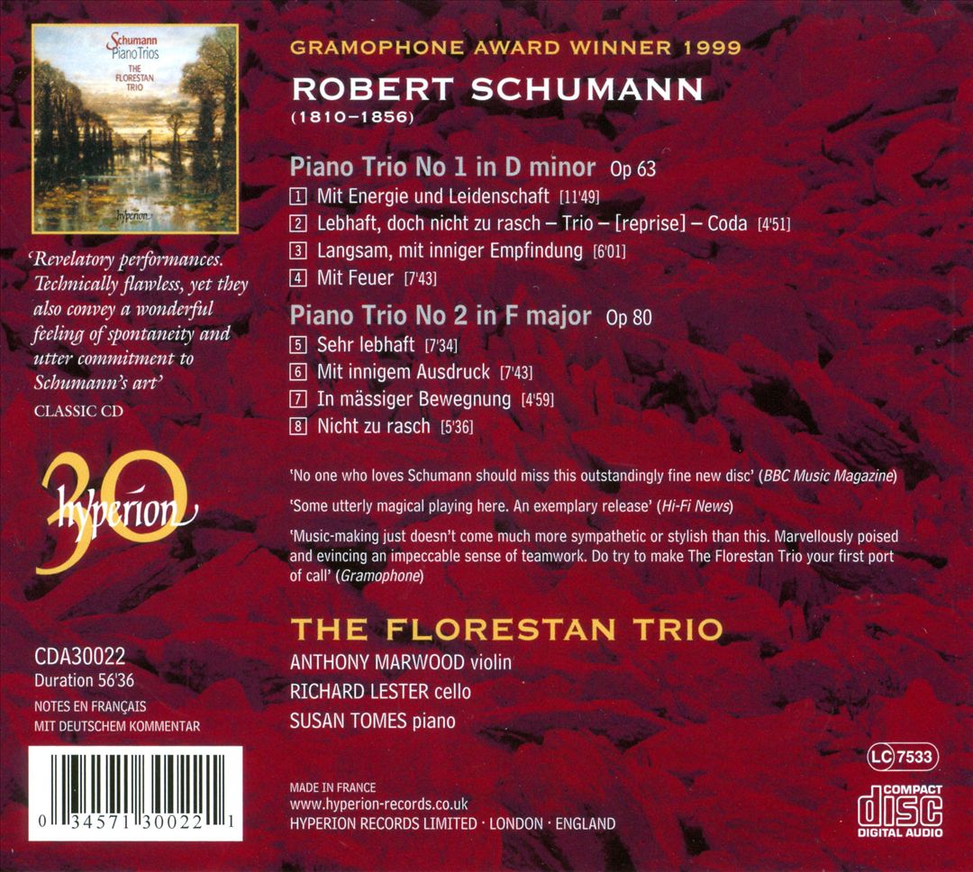 Schumann: Piano Trios cover art