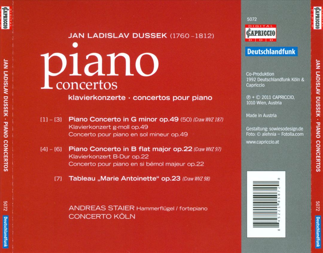 Jan Ladislav Dussek: Piano Concertos cover art