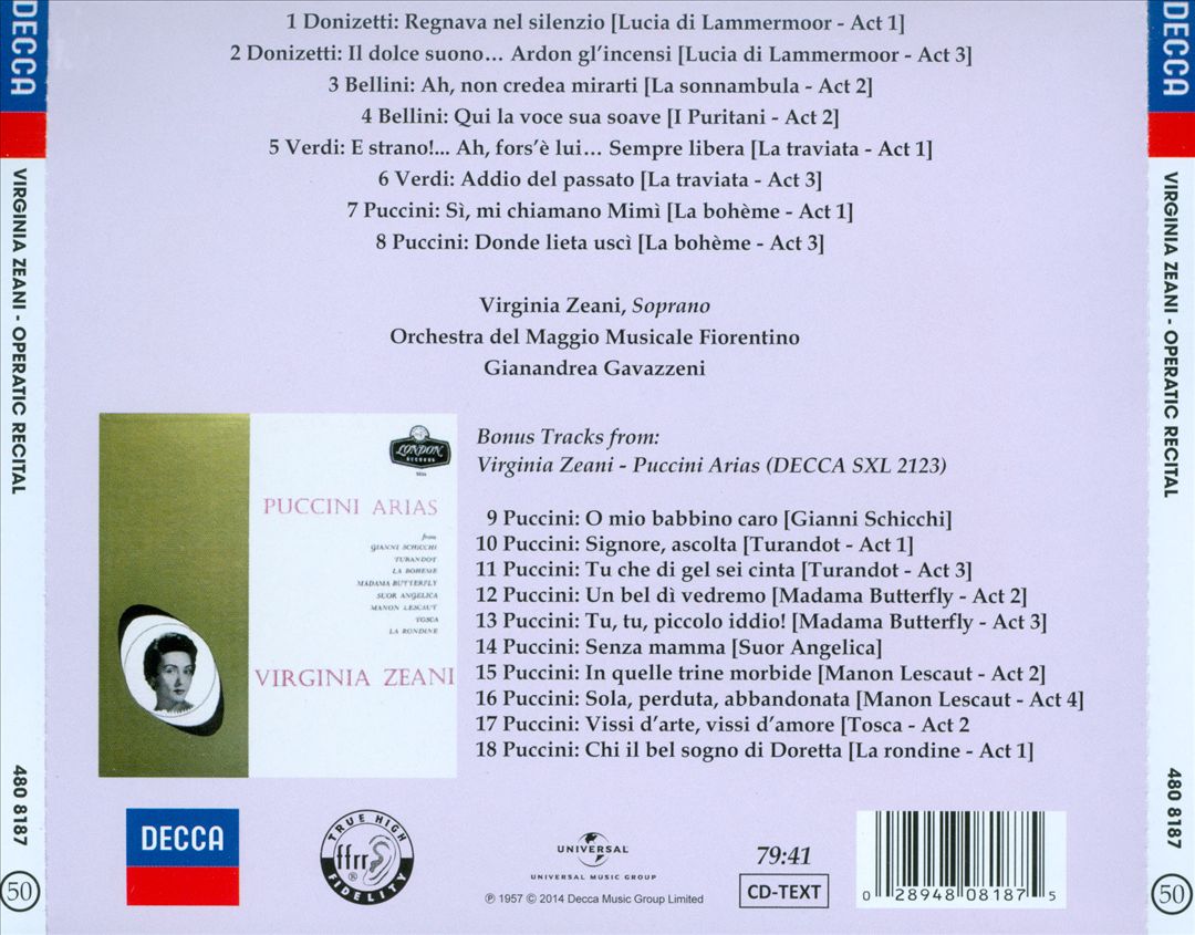 Virginia Zeani: Operatic Recital cover art