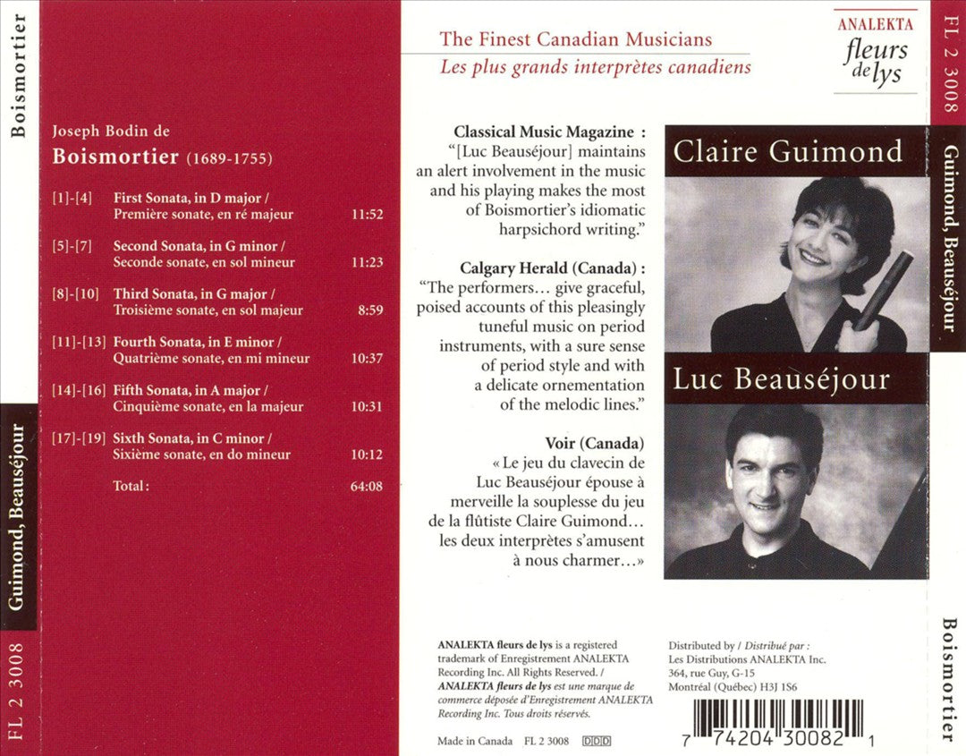 Boismortier: Six sonatas for flute & harpsichord, Op. 91 cover art