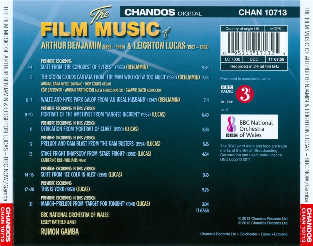 Film Music of Arthur Benhamin & Leighton Lucas cover art