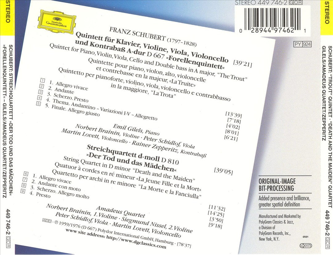 Franz Schubert: Trout Quintet; Death and the Maiden Quartet cover art
