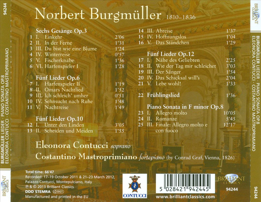 Norbert Burgmüller: Lieder; Piano Sonata Op. 8 cover art