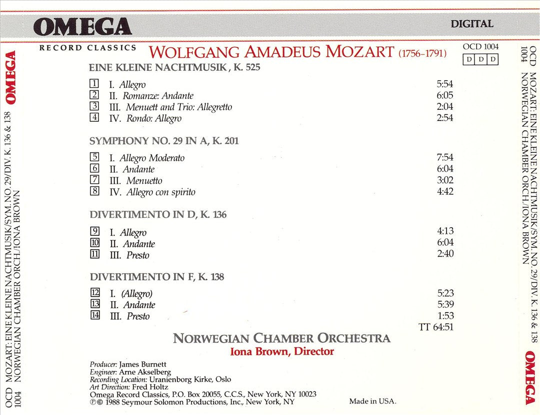 Mozart: Eine kleine Nachtmusik; Symphony No. 29; Divertimenti cover art